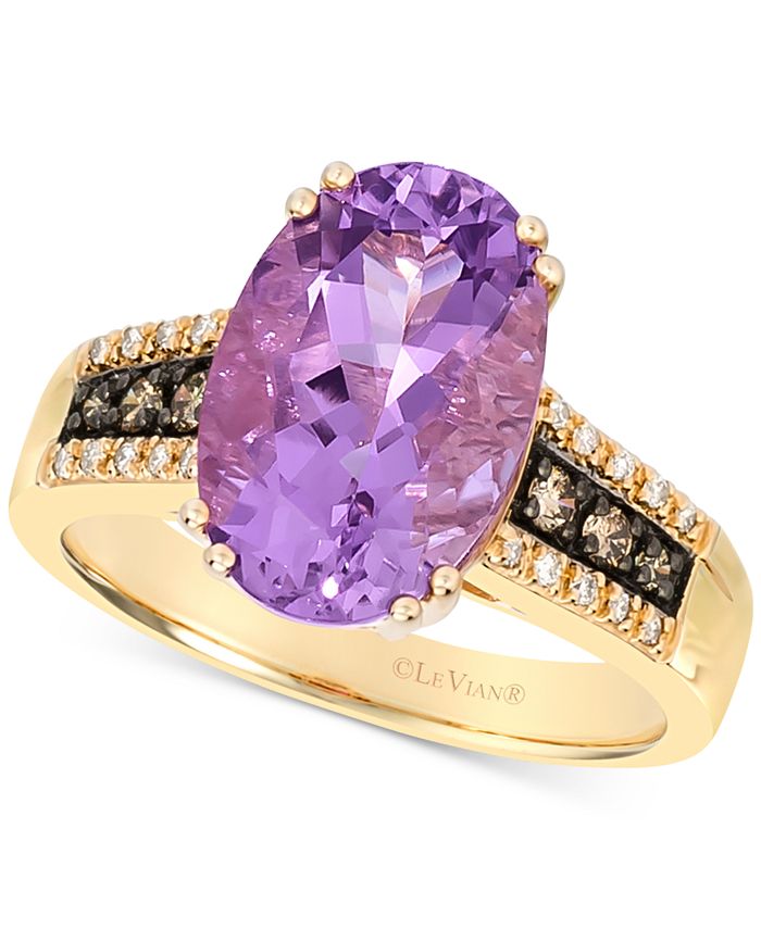 Grape Amethyst (3-7/8 ct. t.w.) & Diamond (1/5 ct. t.w.) Statement Ring in  14k Gold