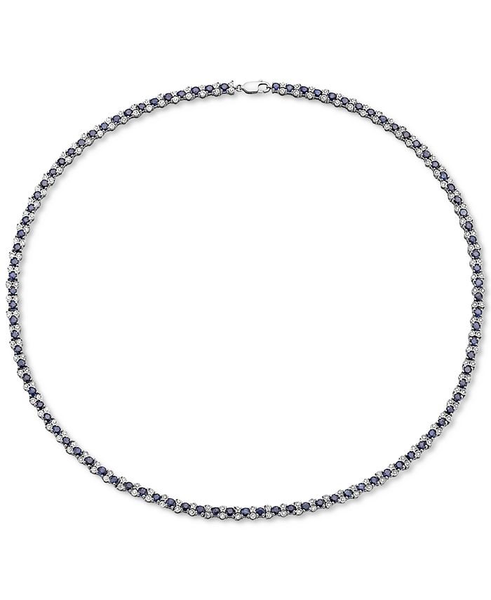 EFFY Collection - Sapphire (9-7/8 ct. t.w.) & Diamond (7/8 ct. t.w.) All-Around 18" Statement Necklace in Sterling Silver