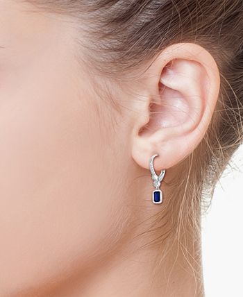 EFFY Collection - Sapphire (5/8 ct. t.w.) & Diamond (1/8 ct. t.w.) Leverback Drop Earrings in 14k White Gold