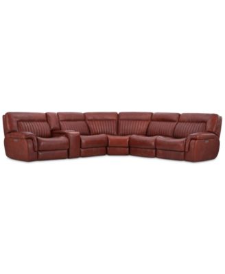 Furniture - Thaniel 6-Pc. Leather Sectional with 2 Power Recliners and 1 USB Console