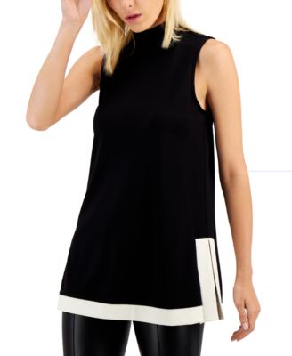 mock neck sleeveless tunic