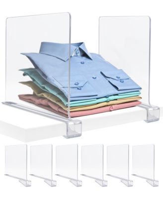 6 Clear Shelf Dividers - Great Organizer for Clothes, Linens, Purse Separators, Kitchen Cabinets & More