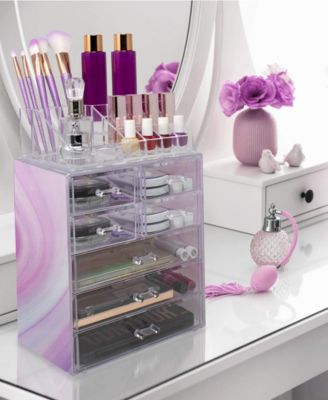 Medium Tie-Dye Makeup Organizer Set - (3 Large / 4 Small Drawers/Top Tray)