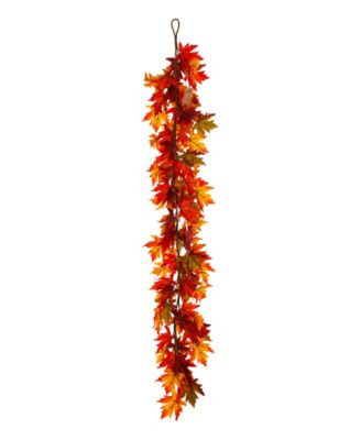 6' L Fall Lighted Maple Leaves Garland