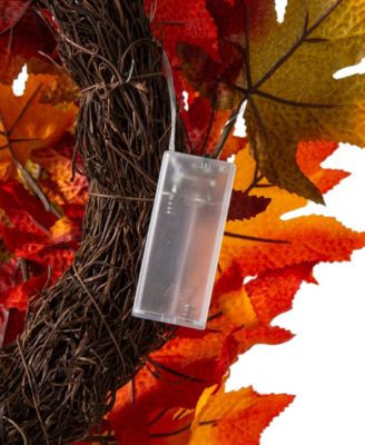 24" D Fall Lighted Maple Leaves Wreath