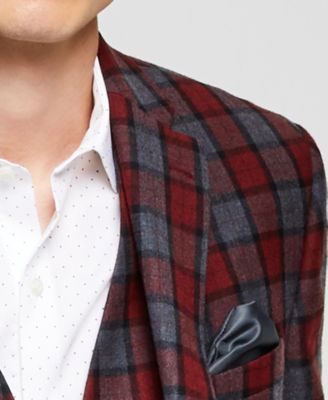 macys red plaid suit