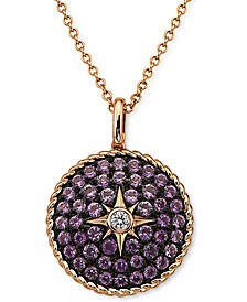 EFFY® Amethyst (1/2 ct. t.w.) & Diamond (1/20 ct. t.w.) 16" Pendant Necklace in 14k Rose Gold