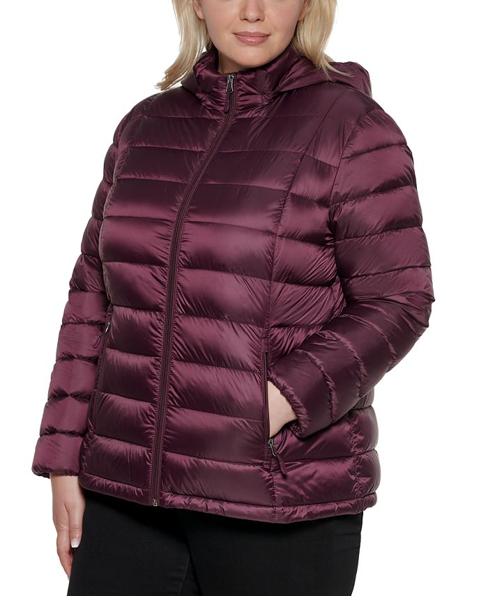 Charter Club Women's Plus Size Hooded Packable Down Puffer Coat ...