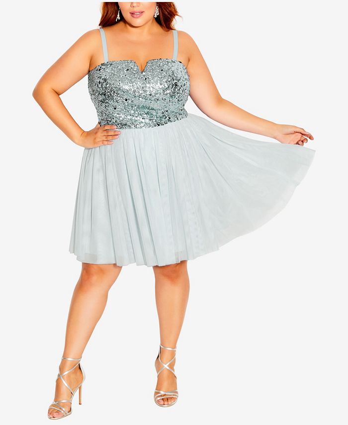 City Chic Plus Size Sparkle Tulle Dress Macy s