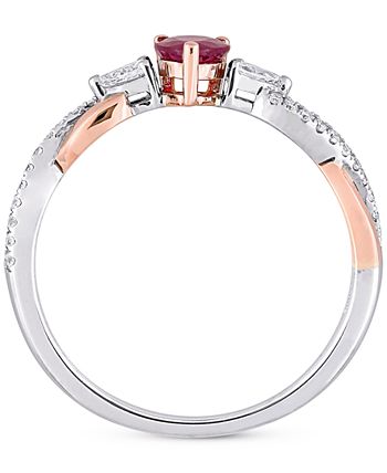 Macy's - Ruby (2/5 ct. t.w.) & Diamond (1/5 ct. t.w.) Twisted Ring in 14k White & Rose Gold