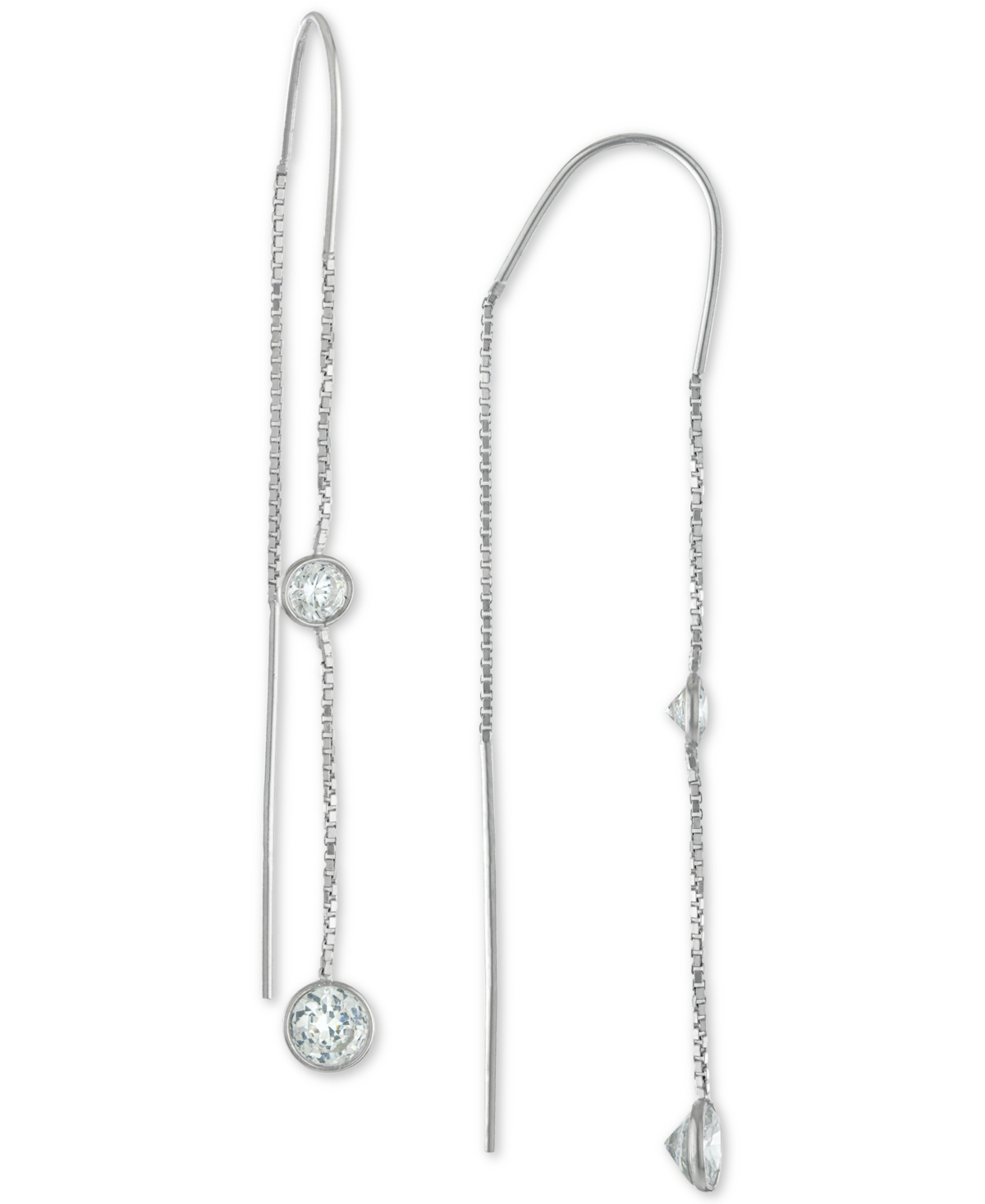 Giani Bernini Cubic Zirconia Bezel Threader Earrings in Sterling Silver, Created for Macy's