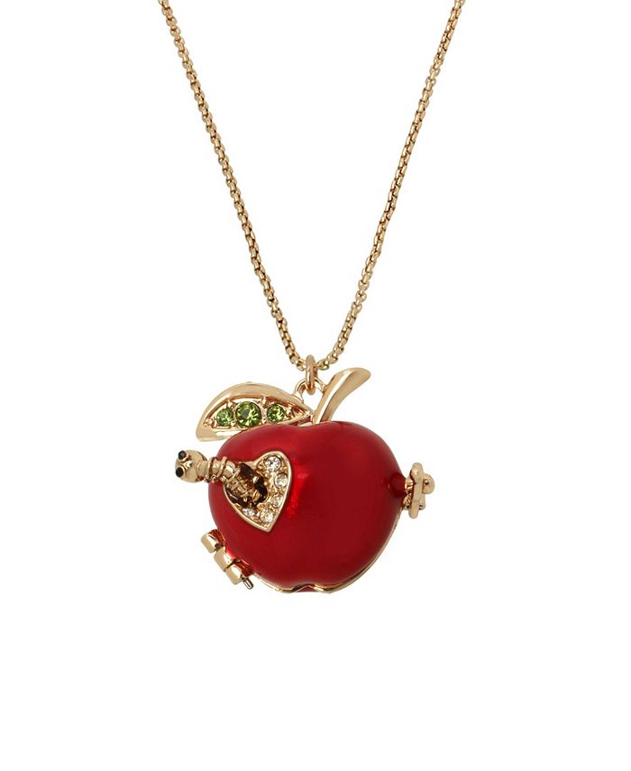 Betsey Johnson Apple Pendant Slider Necklace - Macy's