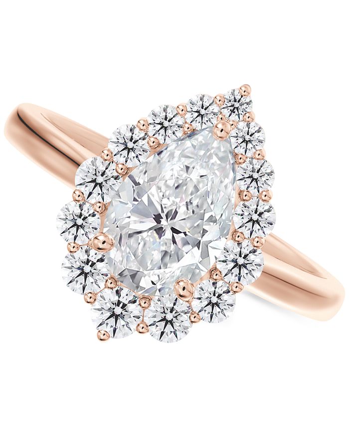 De Beers Forevermark - Diamond Pear-Cut Halo Engagement Ring (7/8 ct. t.w.) in 14k Rose Gold