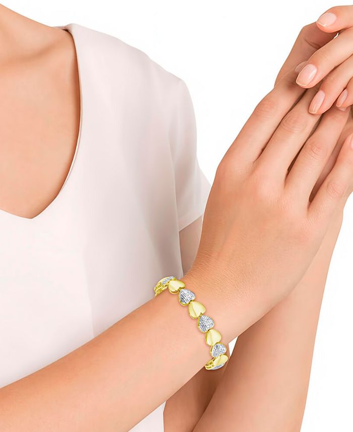 Macy's - Diamond Accent Heart Link Bracelet in Rose Gold-Plate