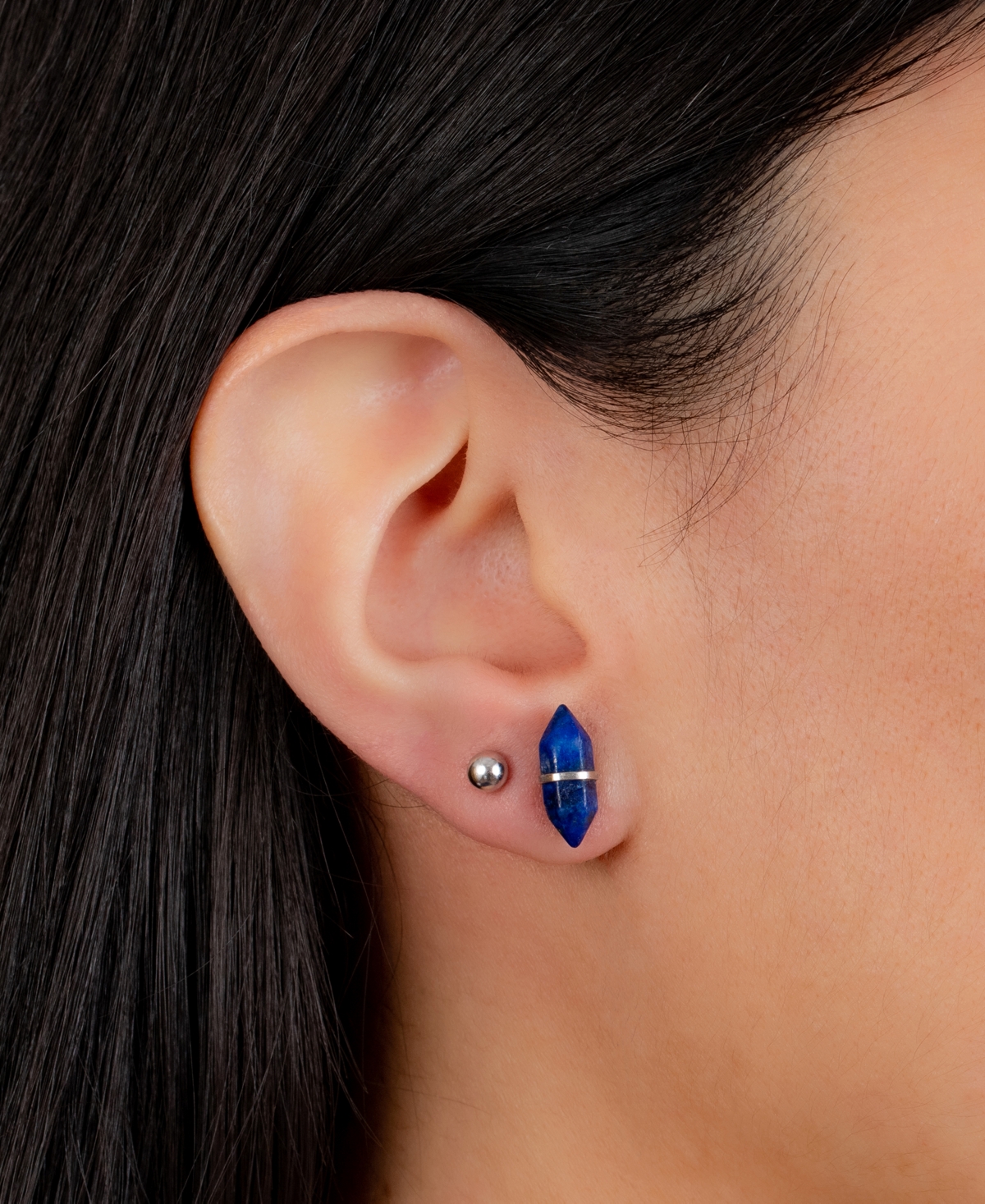 Giani Bernini 2-Pc. Set Lapis Stone & Polished Ball Stud Earrings  Created for Macy's - Sterling Silver
