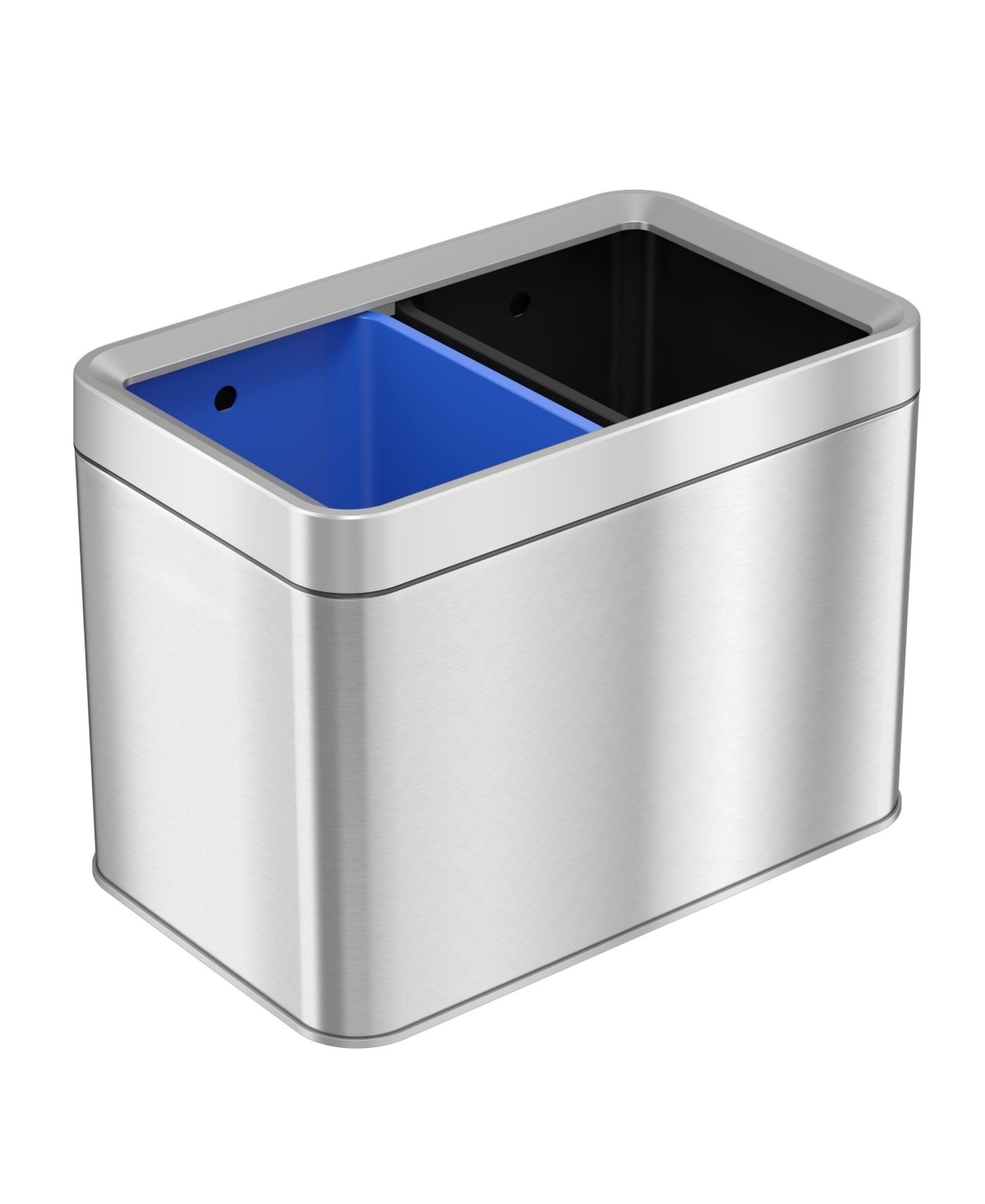iTouchless Dual-Compartment 5.3 Gallon / 20 liter Open-Top Trash Can - Silver