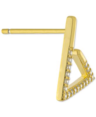 Pav&eacute; Triangle Stud Earrings in 18k Gold-Plated Sterling Silver