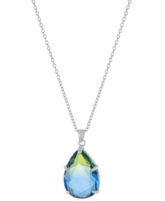 Macy's - Ombr&eacute; Crystal Teardrop Pendant Necklace in Sterling Silver, 16" + 2" extender