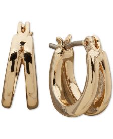 Gold-Tone Two Row Huggie Earrings