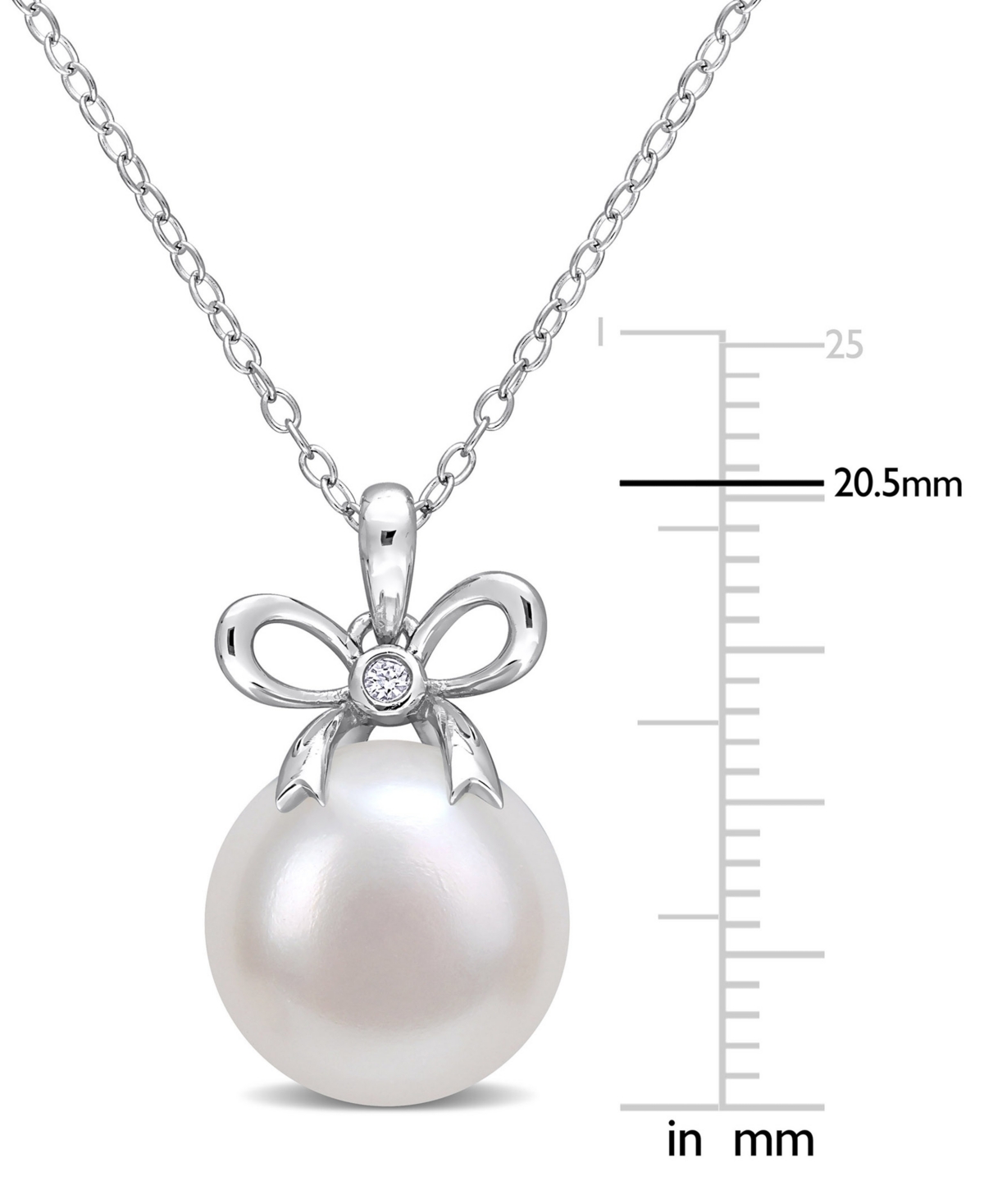 Cultured Freshwater Pearl (12mm) & Lab-Created White Sapphire Accent Bow 18