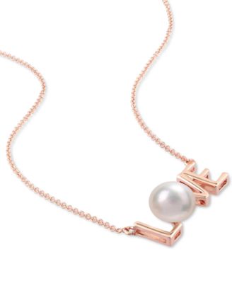 Cultured Freshwater Pearl (7mm) LOVE 17" Pendant Necklace 