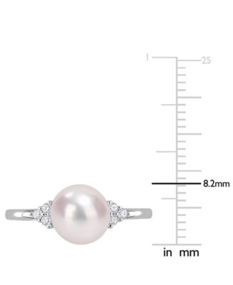 Cultured Freshwater Pearl (7-1/2mm) & Cubic Zirconia Ring in Sterling Silver