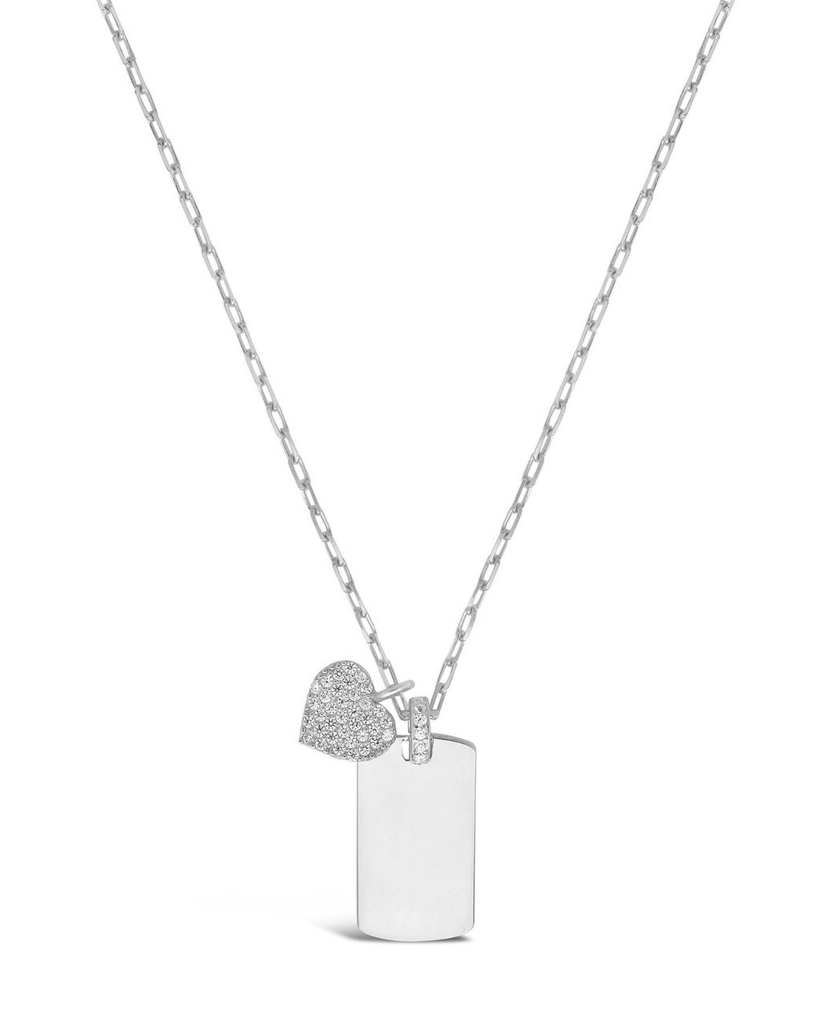 Women's Tag and Cubic Zirconia Heart Pendant Necklace