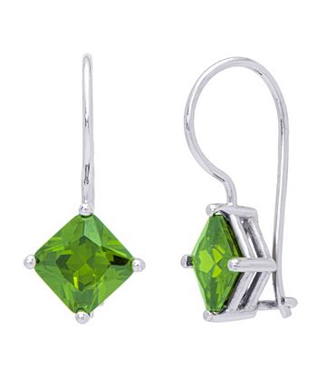Macy's Simulated Gemstone Square Lever Back Silver Plate Earrings - Macy's