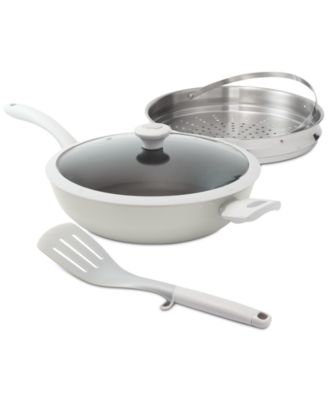 Photo 1 of The Cellar All-In-One Pan
Includes 11.9" x 3.2"H pan and lid, 11.8" x 1.9"H steamer insert, spatula