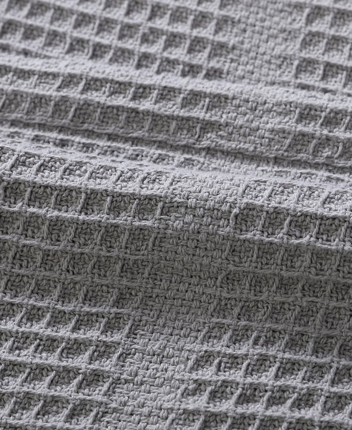 Kenneth Cole New York Essentials Waffle Grid Cotton Dobby Blanket, Full/queen In Smoke