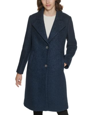 teal boucle coat