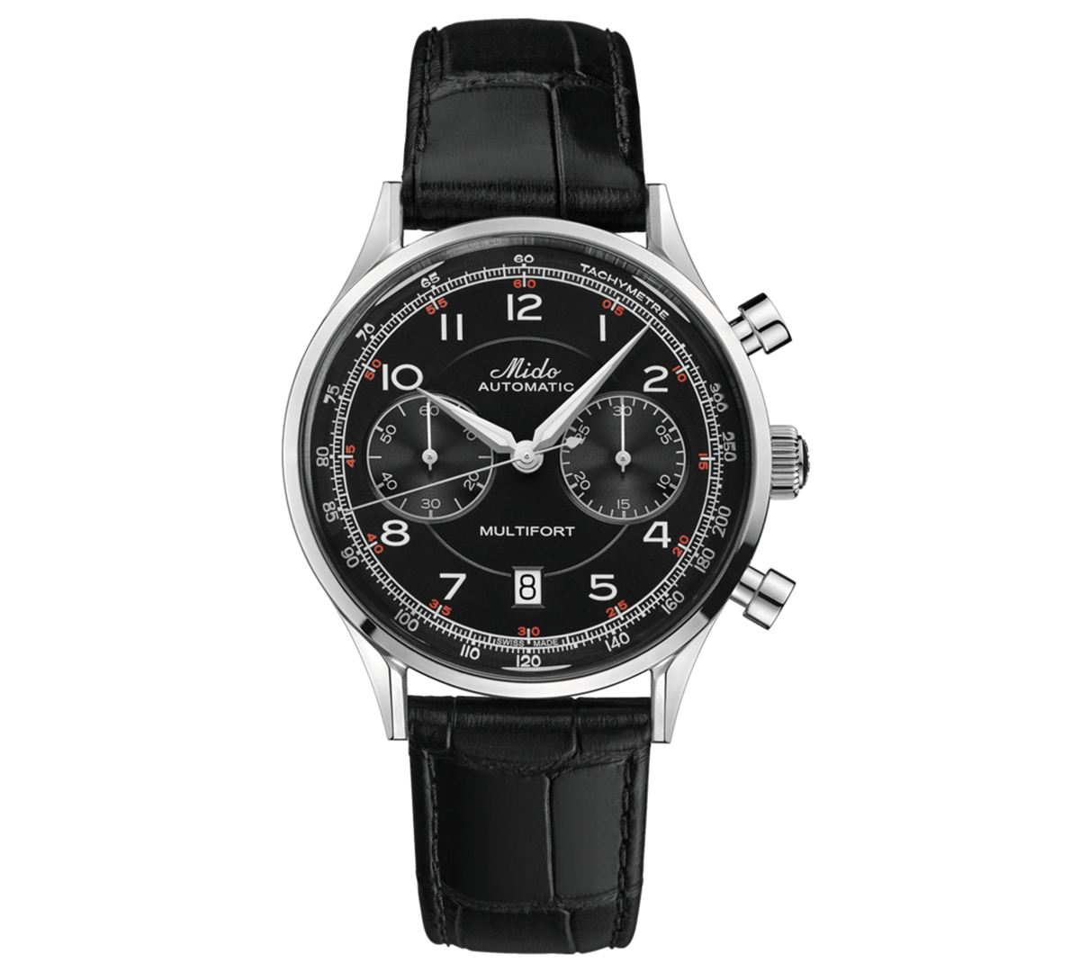 Men's Swiss Automatic Chronograph Multifort Patrimony Black Leather Strap Watch 42mm - Black