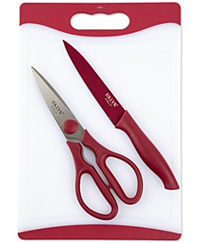 3-Pc. Board, Knife and Kitchen Shears Set