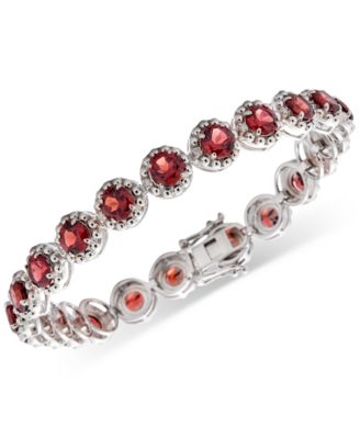 Macy's - Amethyst (11 ct. t.w.) & Diamond (1/10 ct. t.w.) Link Bracelet in Sterling Silver (Also in Blue Topaz, Rhodolite Garnet, & Multi-Gemstone)