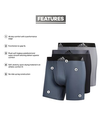 adidas Men's Big & Tall Performance Boxer Brief Underwear (3-Pack