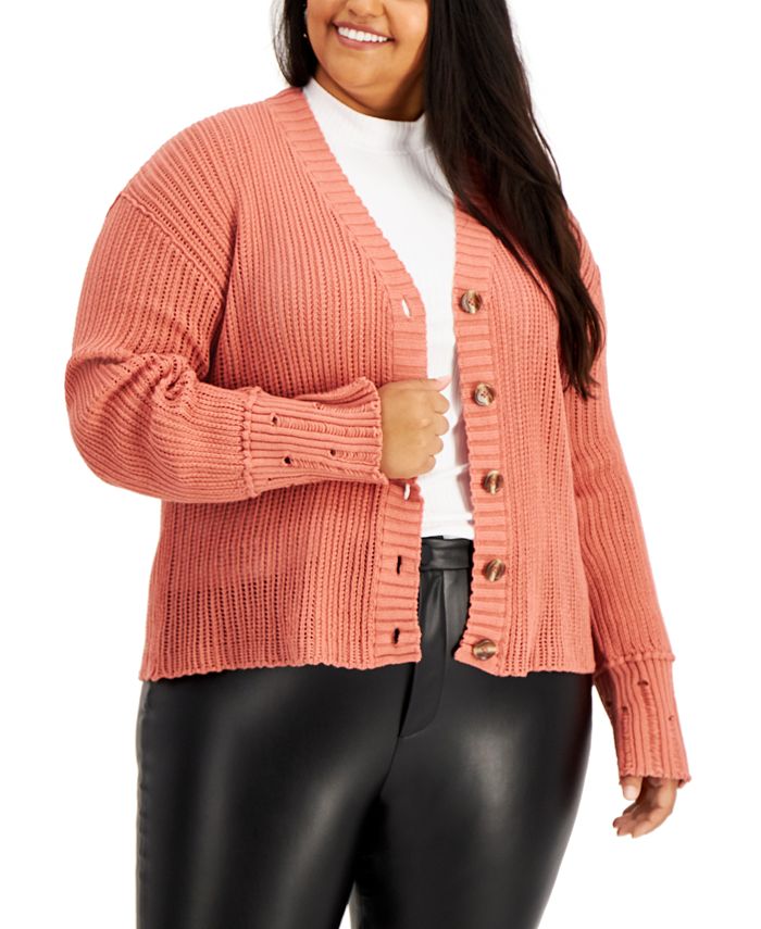 indhente Stadion galning Kiss & Tell Plus Size Distressed Cardigan & Reviews - Trendy Plus Sizes - Plus  Sizes - Macy's