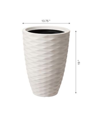 Environmental Oversized Faux Porcelain Tall Round Diamond Pattern Planter, Set of 3