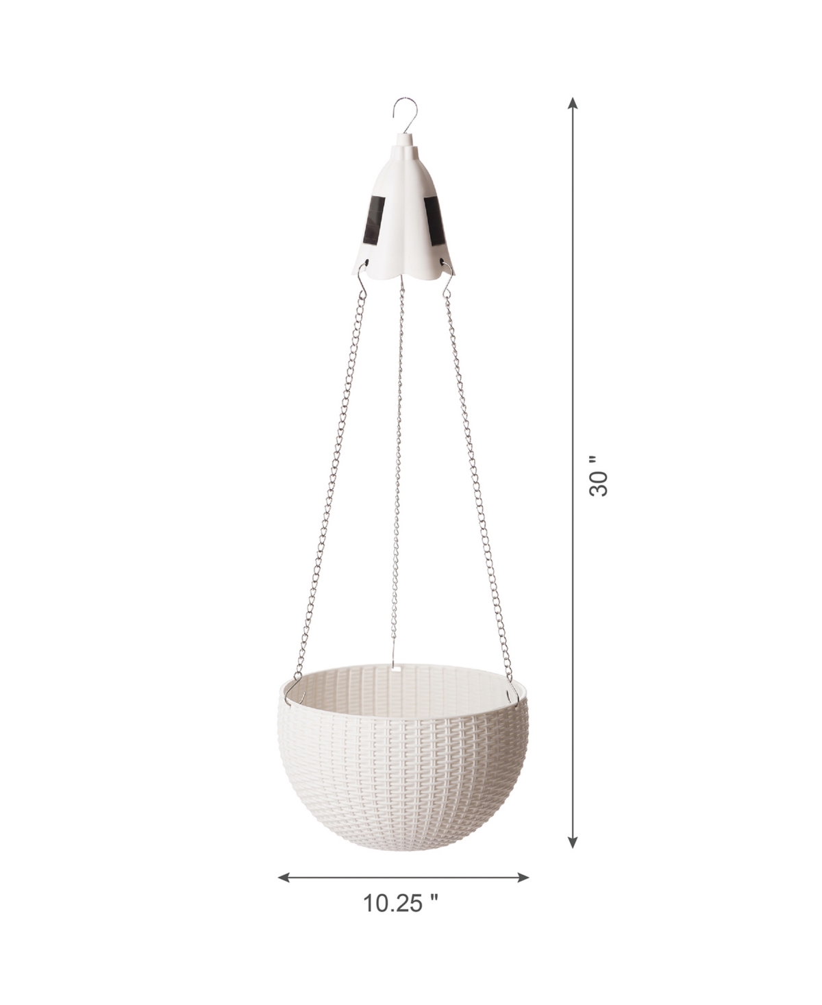 Glitzhome Solar Lighted Plastic Hanging Planter, 30" In Black