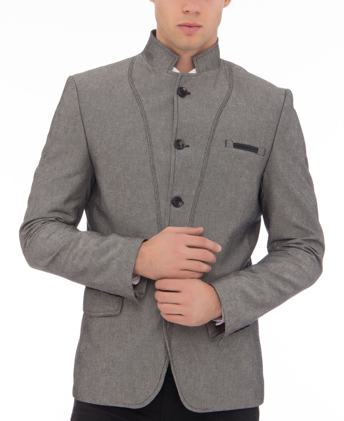 Men's Modern Symmetric Button Closure Sports Jacket - Gray