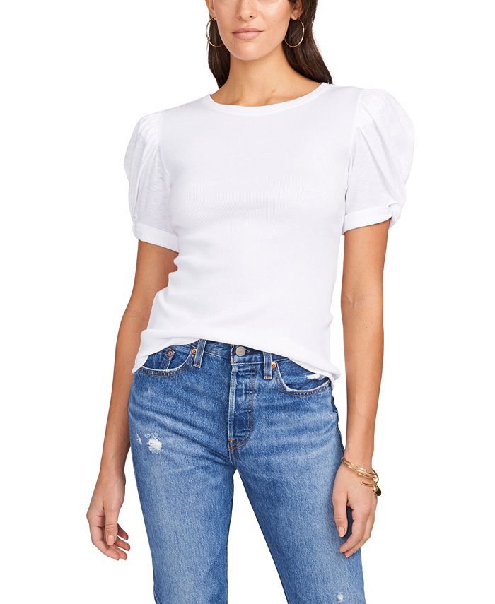 1.STATE Women's Puff Sleeve Short Sleeve Knit T-shirt - Macy's