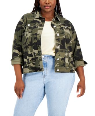 plus size camo denim jacket