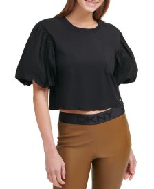 Puff-Sleeve Cropped T-Shirt