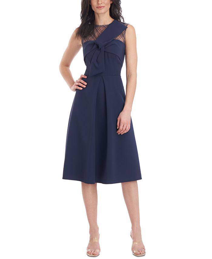 JS Collections Illusion-Detail Fit & Flare Dress - Macy's