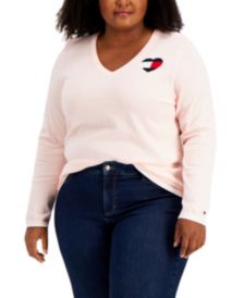 Plus Size Cotton Heart-Logo-Print Sweater