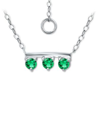 Lab-Grown Imitation Blue Sapphire Trio Pendant Necklace, 16" + 2" extender (Also in Lab-Grown Green Quartz & Ruby)