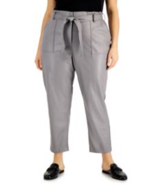 Plus Size Faux-Leather Tie-Waist Pants