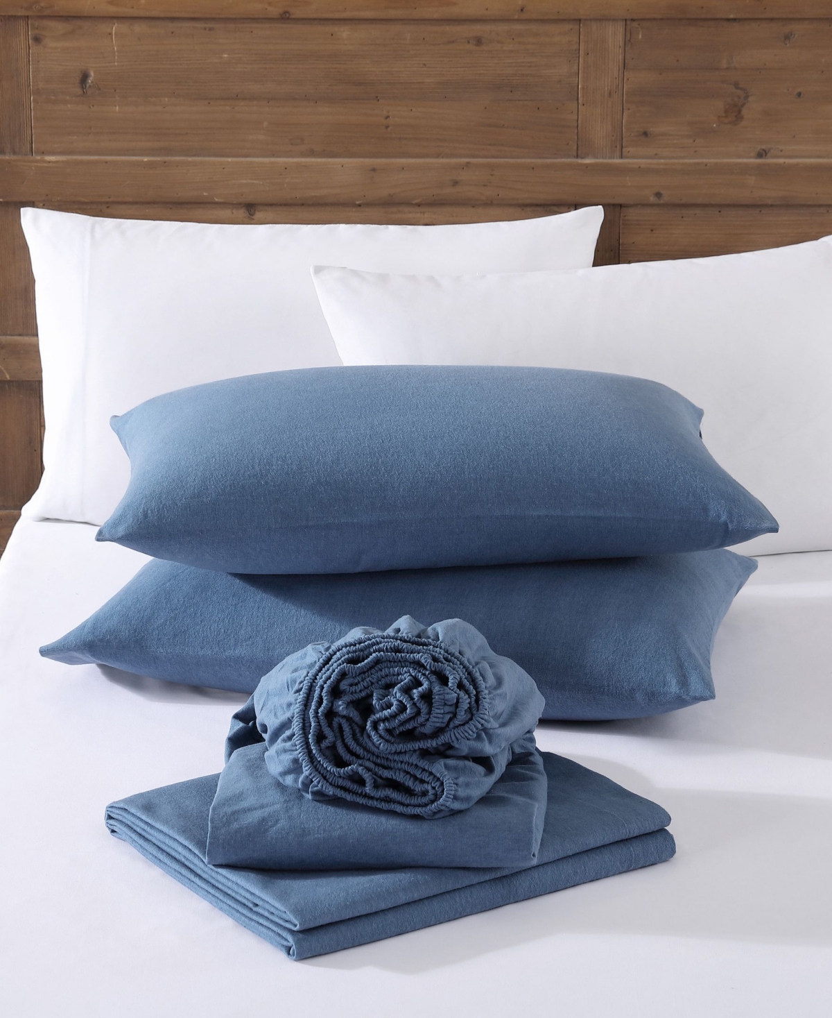 Eddie Bauer Solid 100% Cotton Brushed Flannel -Pc. Sheet Set