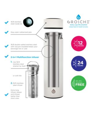 Chicago Insulated Tea Infuser Bottle, 15.2 fl oz Capacity with Long Tea Infuser