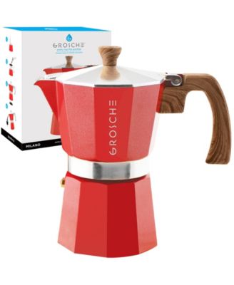 Grosche Milano Stovetop Espresso Maker, 9 Cup Moka Pot Gift Set - Silver