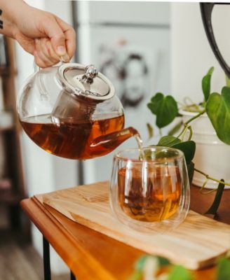 Joliette Hand Blown Glass Teapot with Stainless Steel Infuser, 42 fl oz Capacity